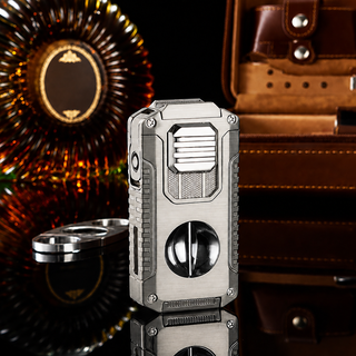 TriFlame – Vintage-Inspired Refillable Triple Torch Lighter with Built-In Tools