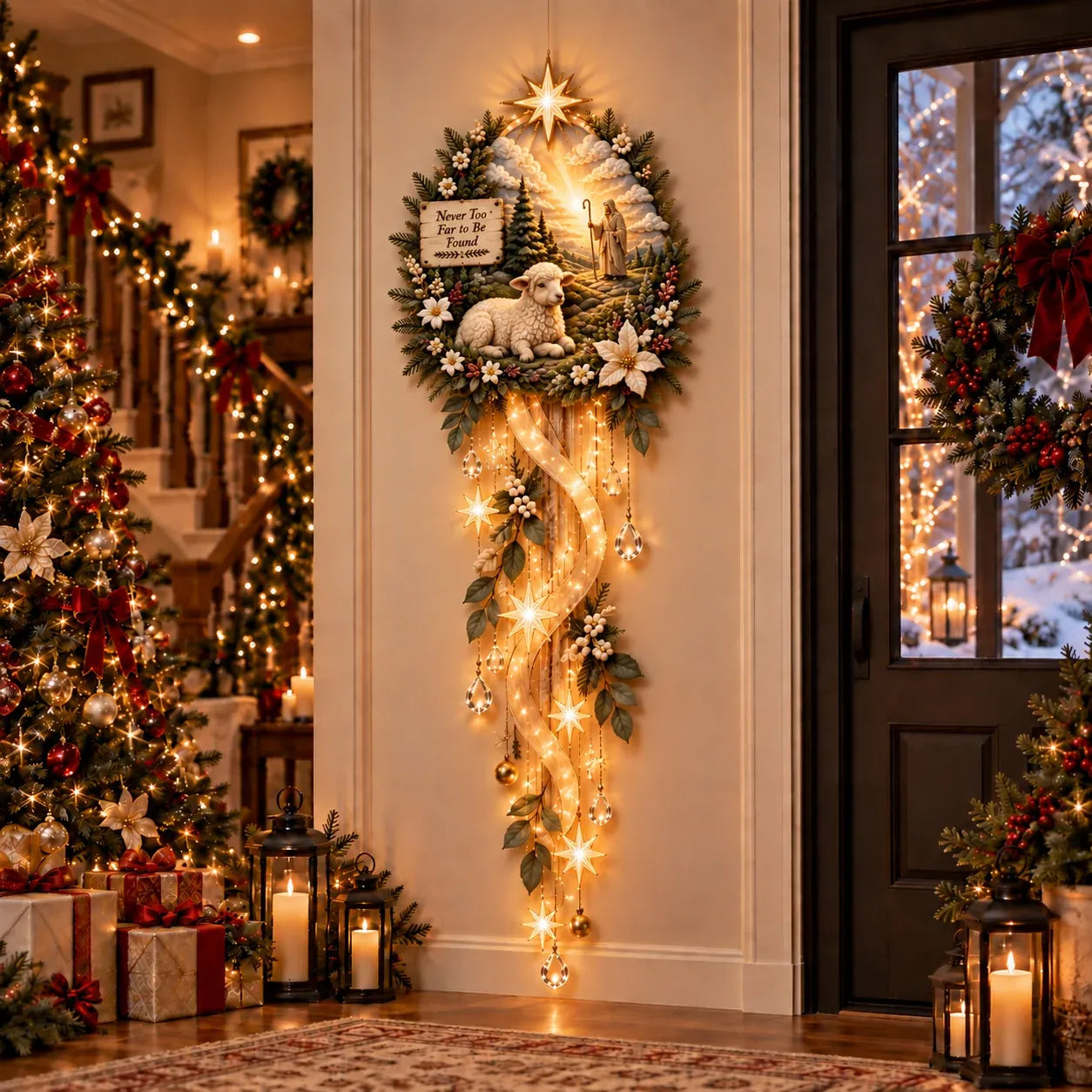 BethlehemGlow – ⏳ ✝️ Nativity Starfall Wall Light with Warm Golden Glow for Christmas Walls & Faith-Filled Homes ⭐