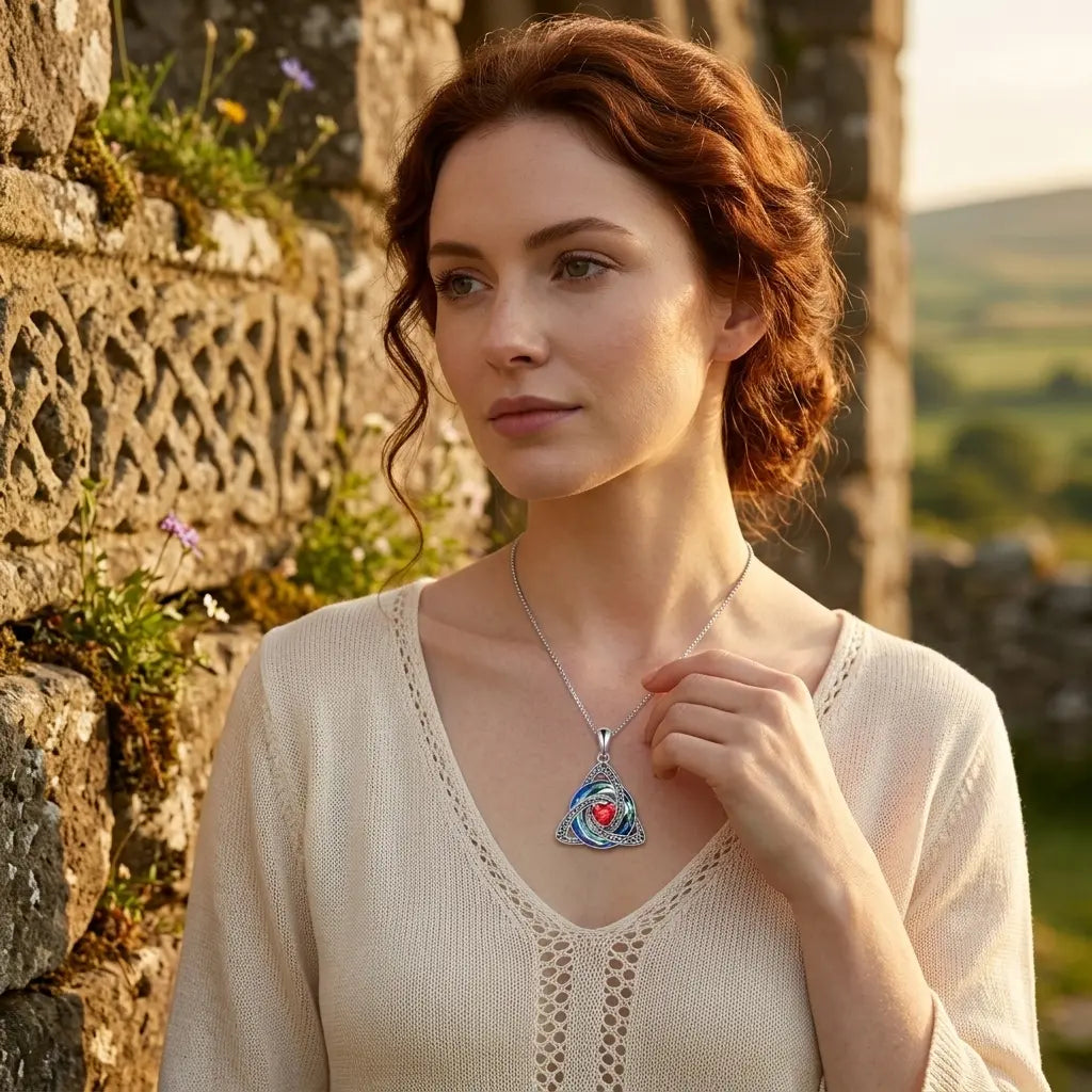 TrinityHeart – Celtic Birthstone Trinity Knot Necklace, a Symbol of Faith, Love & Forever