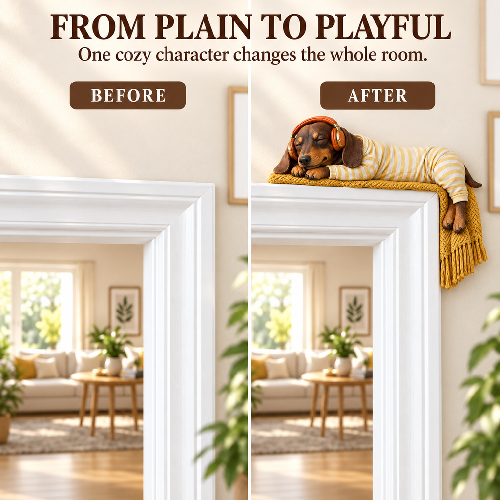 DoxieDoze – Sleeping Dachshund Door Topper