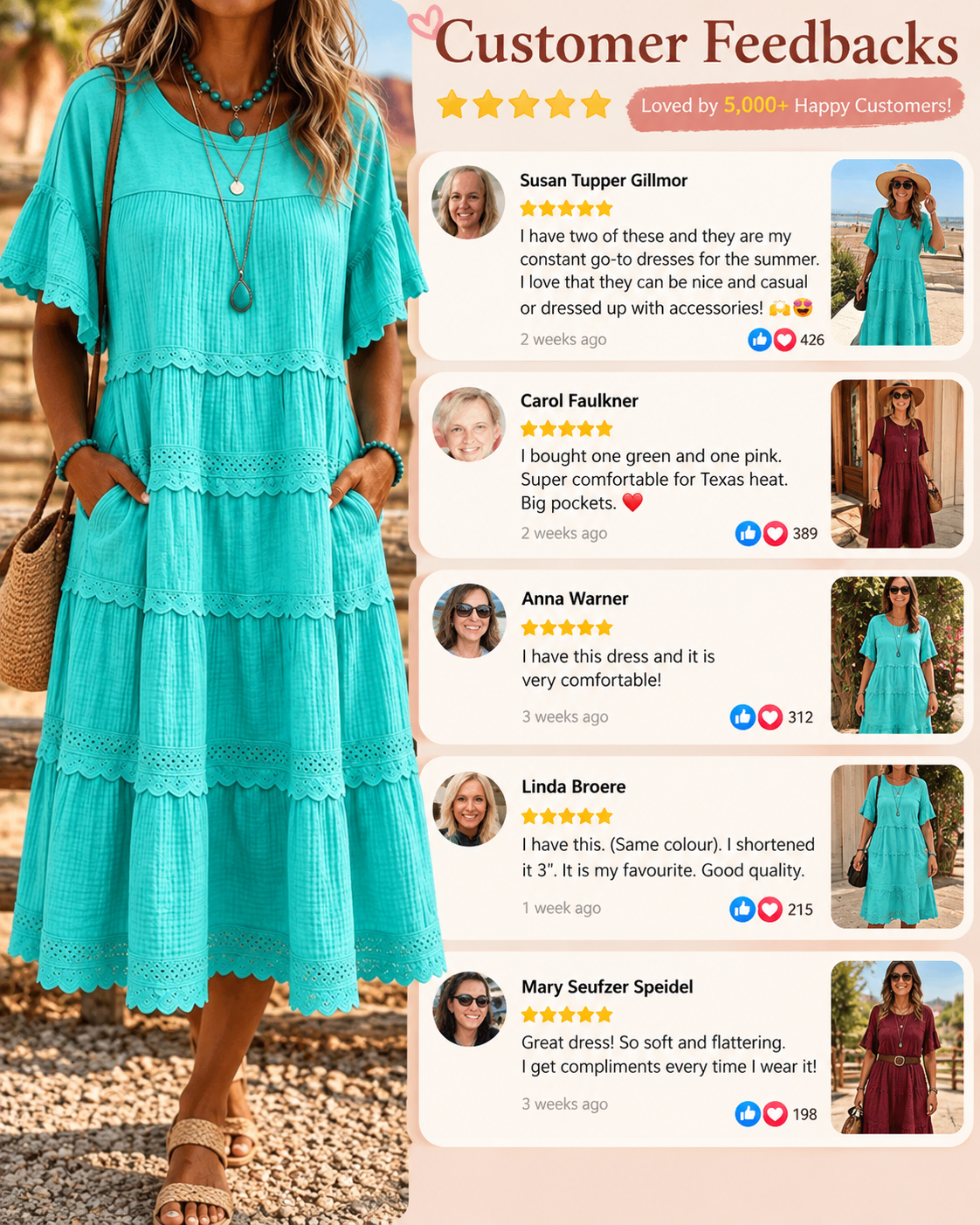 BreezeLace – 🏆💥 Cool & Breathable Fabric 🍃 Women's Vintage Patchwork Lace Dress ⚡
