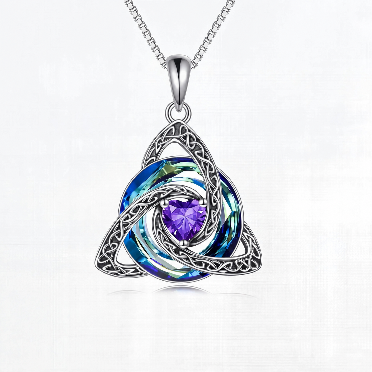 TrinityHeart – Celtic Birthstone Trinity Knot Necklace, a Symbol of Faith, Love & Forever