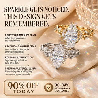 EverwildMarquise – 🔥 Lab-Grown Diamond Vine Ring in Gold or Silver