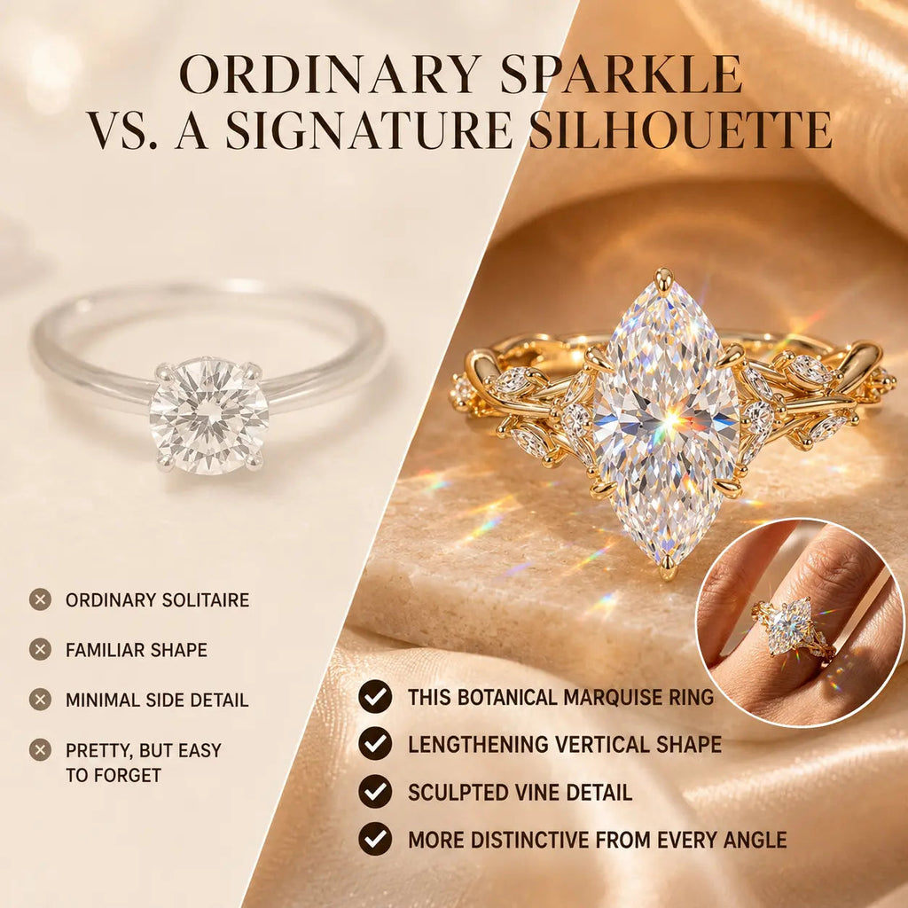 EverwildMarquise – 🔥 Lab-Grown Diamond Vine Ring in Gold or Silver