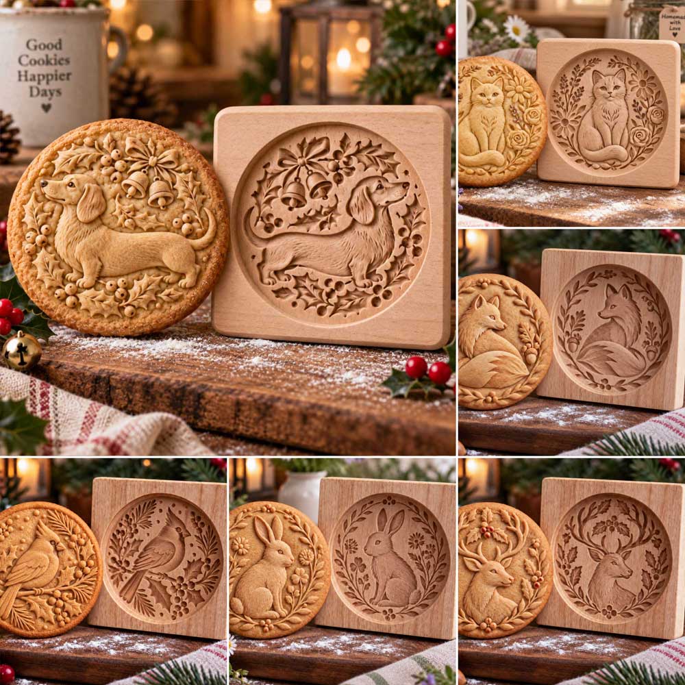 WoodlandBake – Wooden Animal Cookie Mold