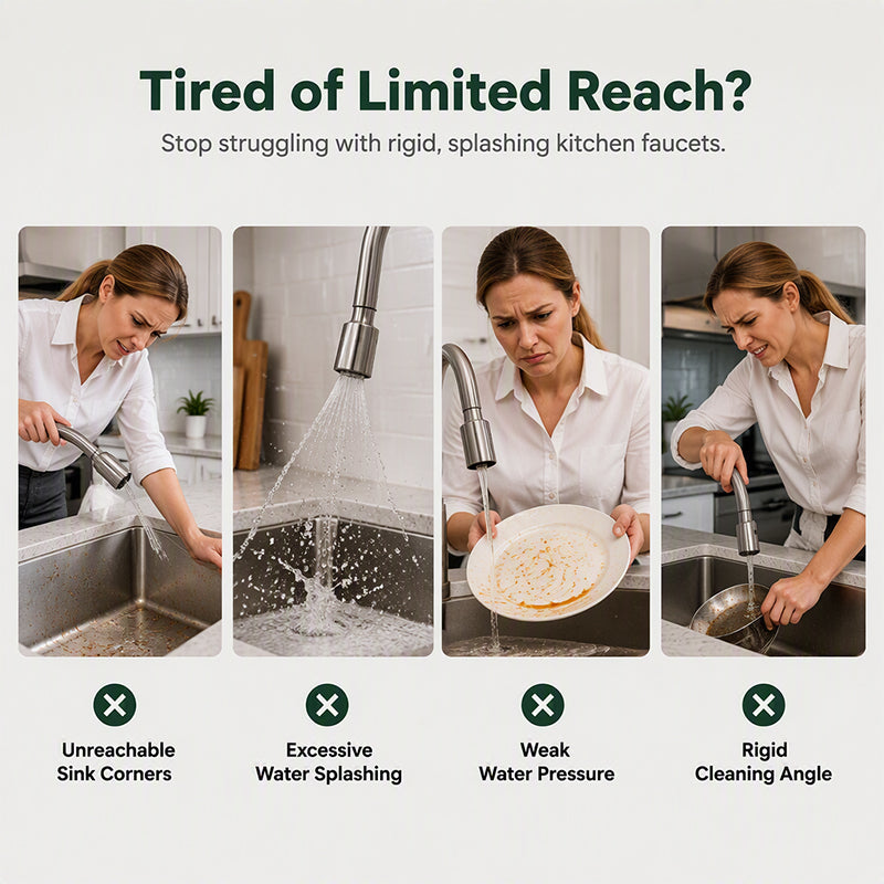 SwivelFlow – Universal 720° Rotating Kitchen Faucet Nozzle & Sink Extender