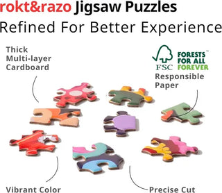 rokt&razo Travel Series, 24 Mini Pack 1000 Pieces Jigsaw Puzzle, 8 Puzzle Stickers, 3 Themes: National Parks, World Heritage, Global City Tour