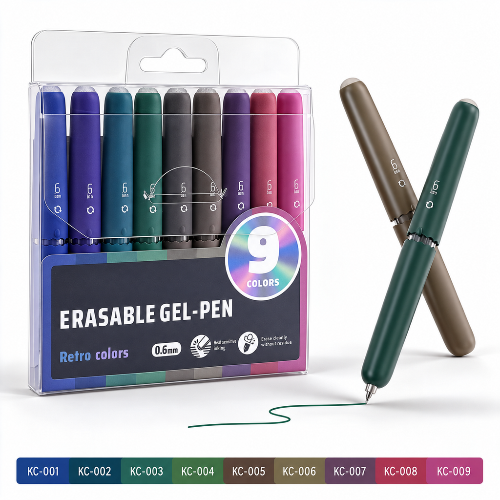 PastelGlide – 🏆✨ 9-Color Erasable Gel Pen Set