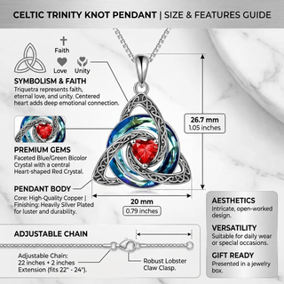 TrinityHeart – Celtic Birthstone Trinity Knot Necklace, a Symbol of Faith, Love & Forever