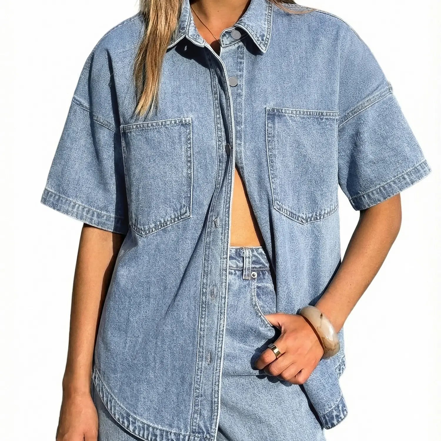DenimDrift – Women's Oversized Denim Shirt Jacket for Casual Streetwear