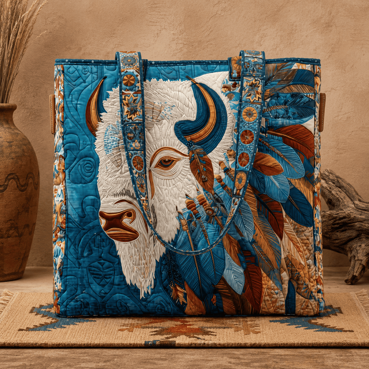 QuiltSpirit – Handmade Quilted Tote Bag with Native American–Inspired Designs