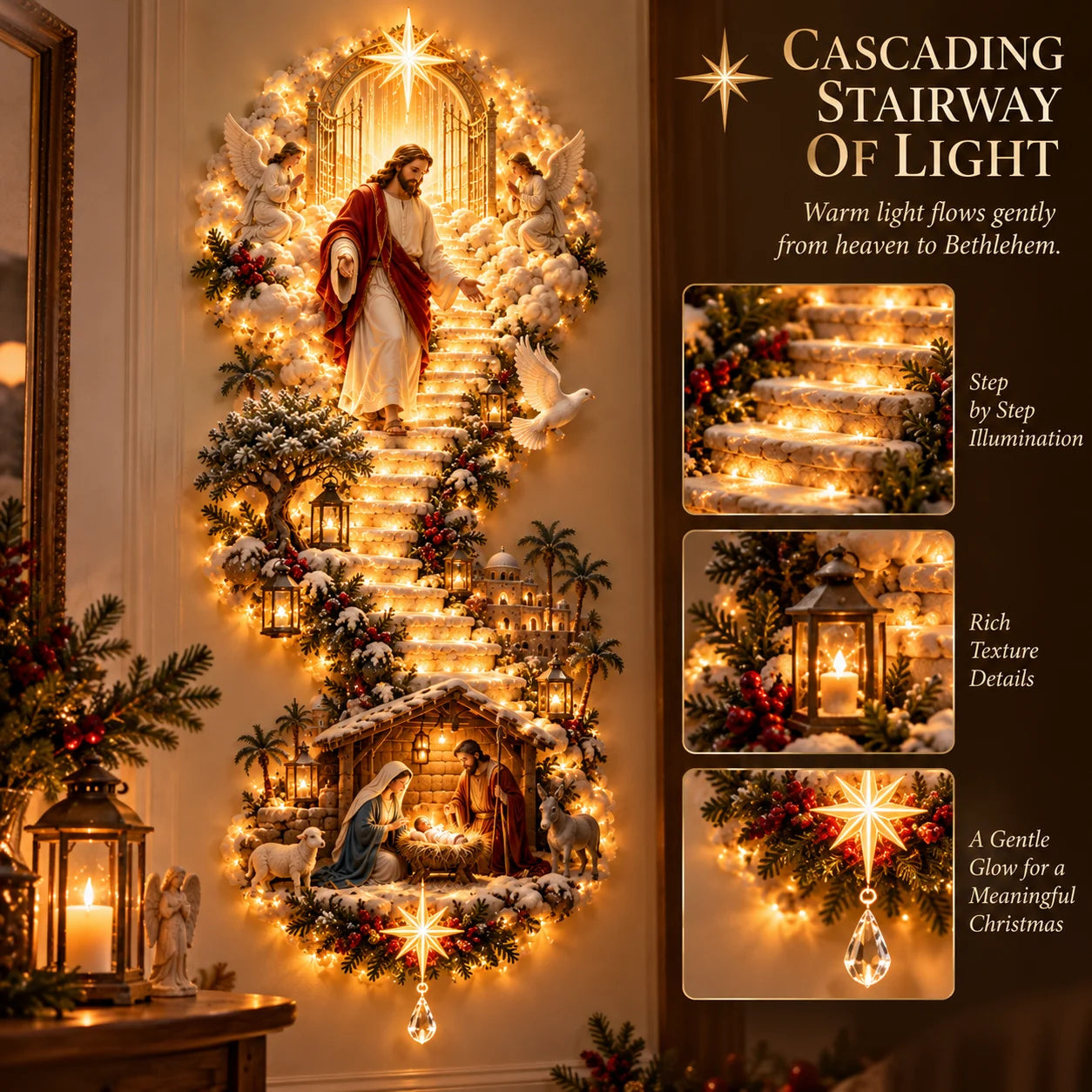 HeavenGlow – ✨ ✨ Jesus & Angel Christmas Wall Hanging✝️