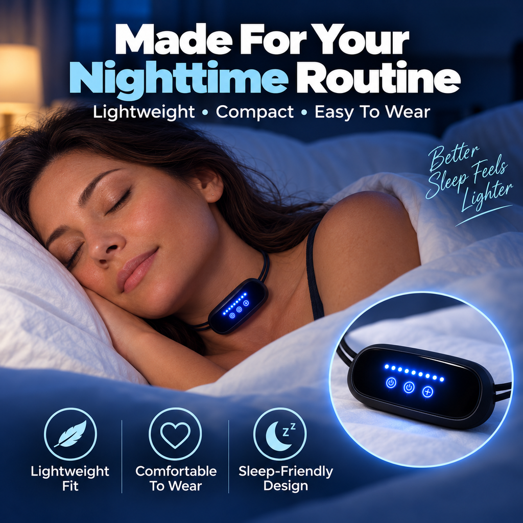 🌙 SnoreHush – Wearable Anti-Snoring Neck Device for Better Sleep for Both of You