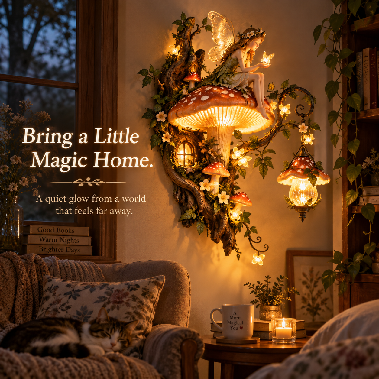 FaeGlow – ⏰🧚✨ Enchanted Mushroom Fairy Wall Light 🍄🌿