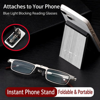 PocketSight – Foldable Blue-Light Reading Glasses with Magnetic Phone Case & Stand