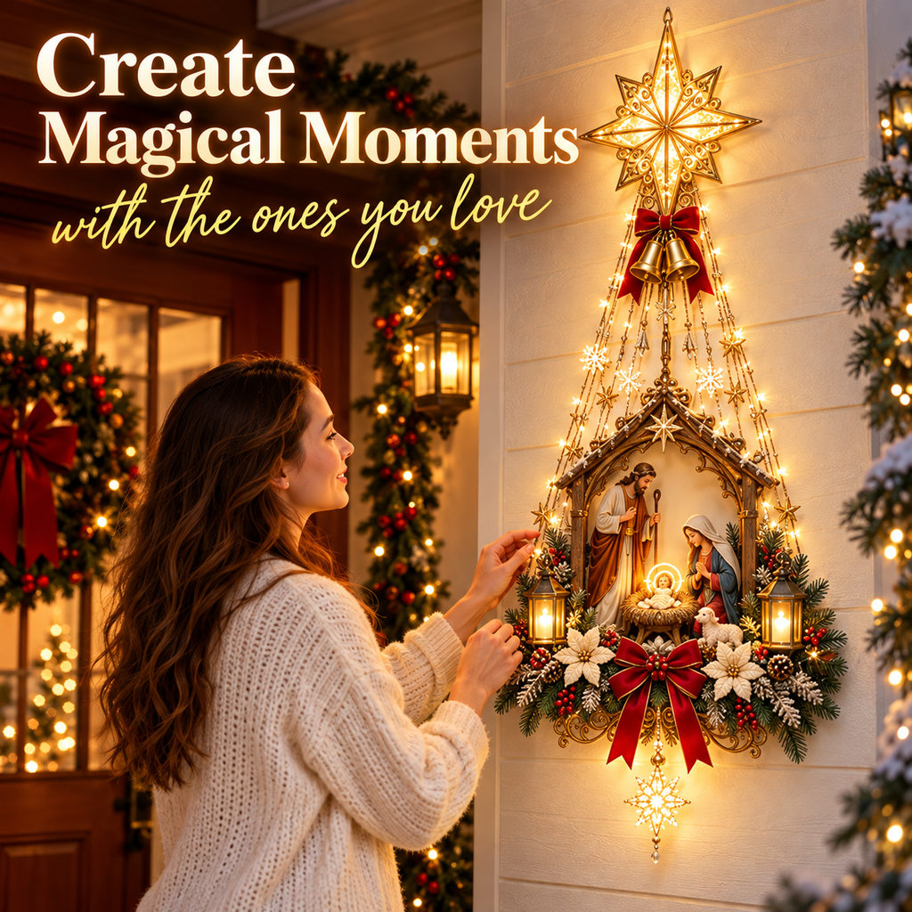 Warm Christmas Nativity wall light family atmosphere