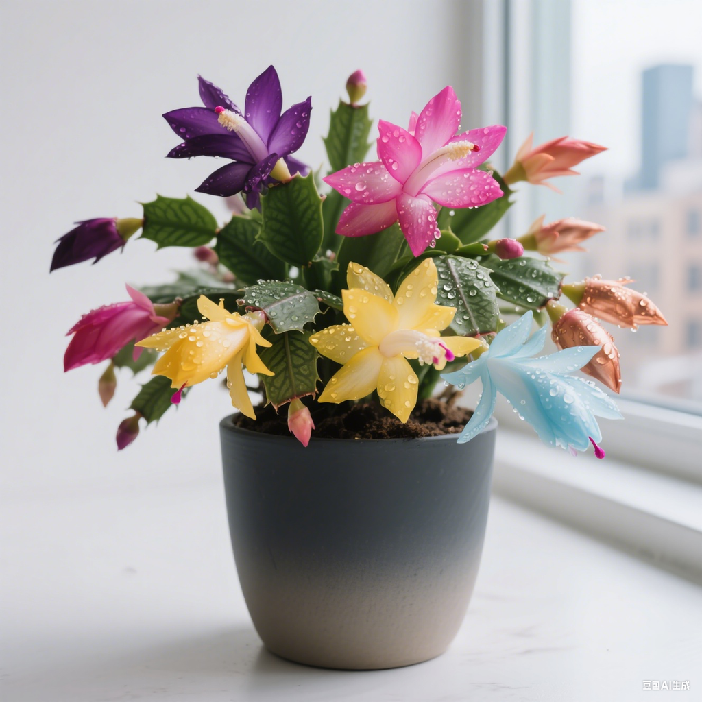 🦀CactusBloom – Mix Colors Schlumbergera Bulbs, Easy-Care Blooms in Every Shade, Even in Winter ❄️🌈