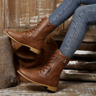 🔥Last Day Promotion 50% OFF - Women's Elegant Zipper Mid-Calf Leather Boots