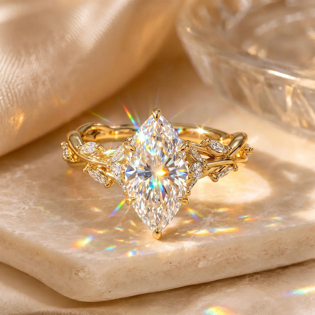 EverwildMarquise – 🔥 Lab-Grown Diamond Vine Ring in Gold or Silver