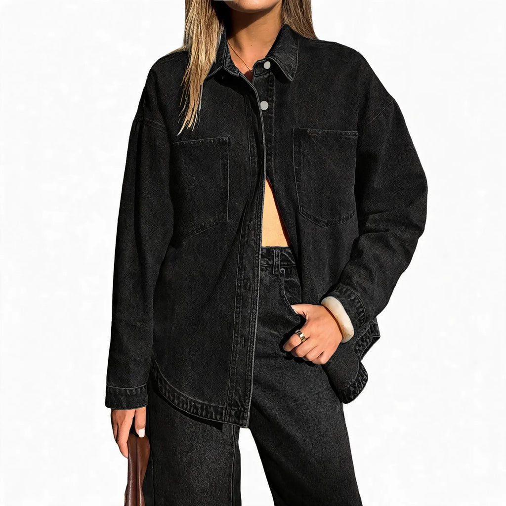 DenimDrift – Women's Oversized Denim Shirt Jacket for Casual Streetwear