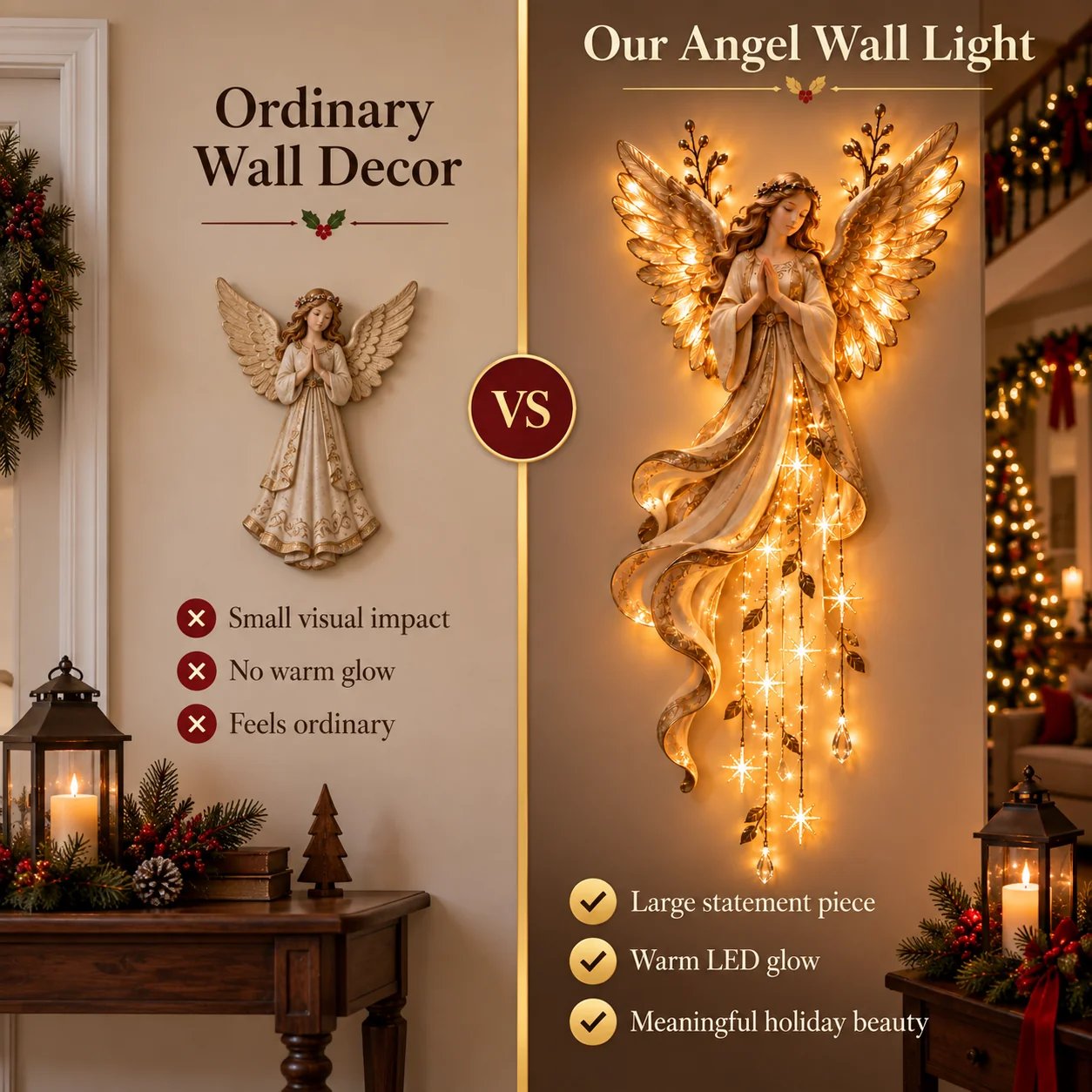 HaloCascade – ✨✨Guardian Angel Starfall Lighted Faith & Blessing Christmas Wall Decor✨