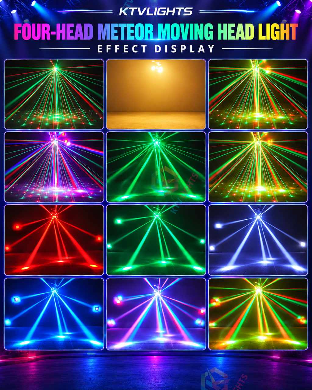MeteorBeam – 180W 4-Arm Moving Head Laser Beam DJ Stage Light