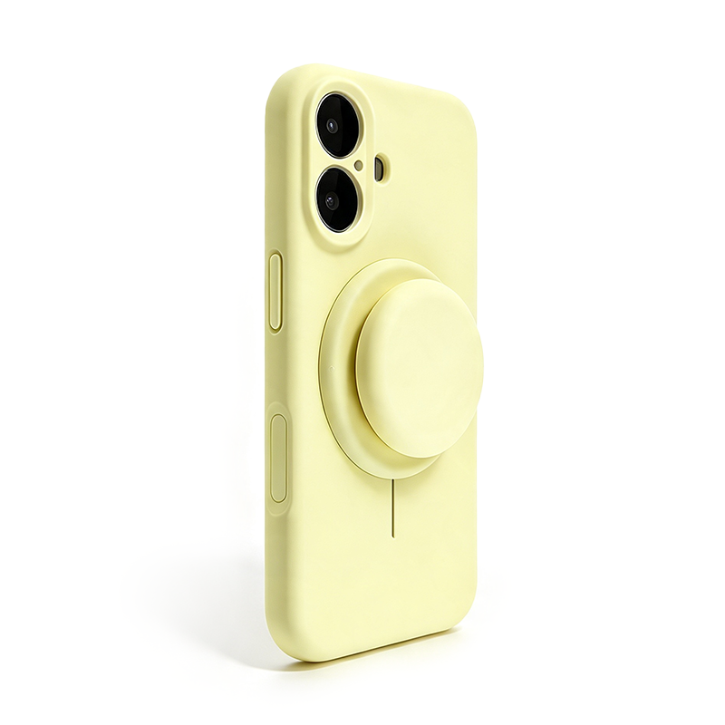 GripSnap – Magnetic Stand Silicone Phone Case with AI Capture Button for iPhone 12–18 Pro Max