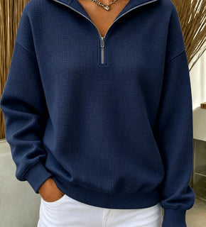CozyWaffle – 🔥 Women's Waffle Knit Quarter-Zip Sweatshirt