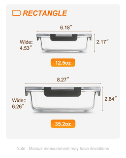 Glass food storage container size guide