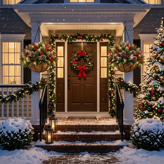 HollyGlow – 🎄🏆 Pre-Lit Christmas Hanging Basket | 🎄 Weather-Resistant & Zero Maintenance