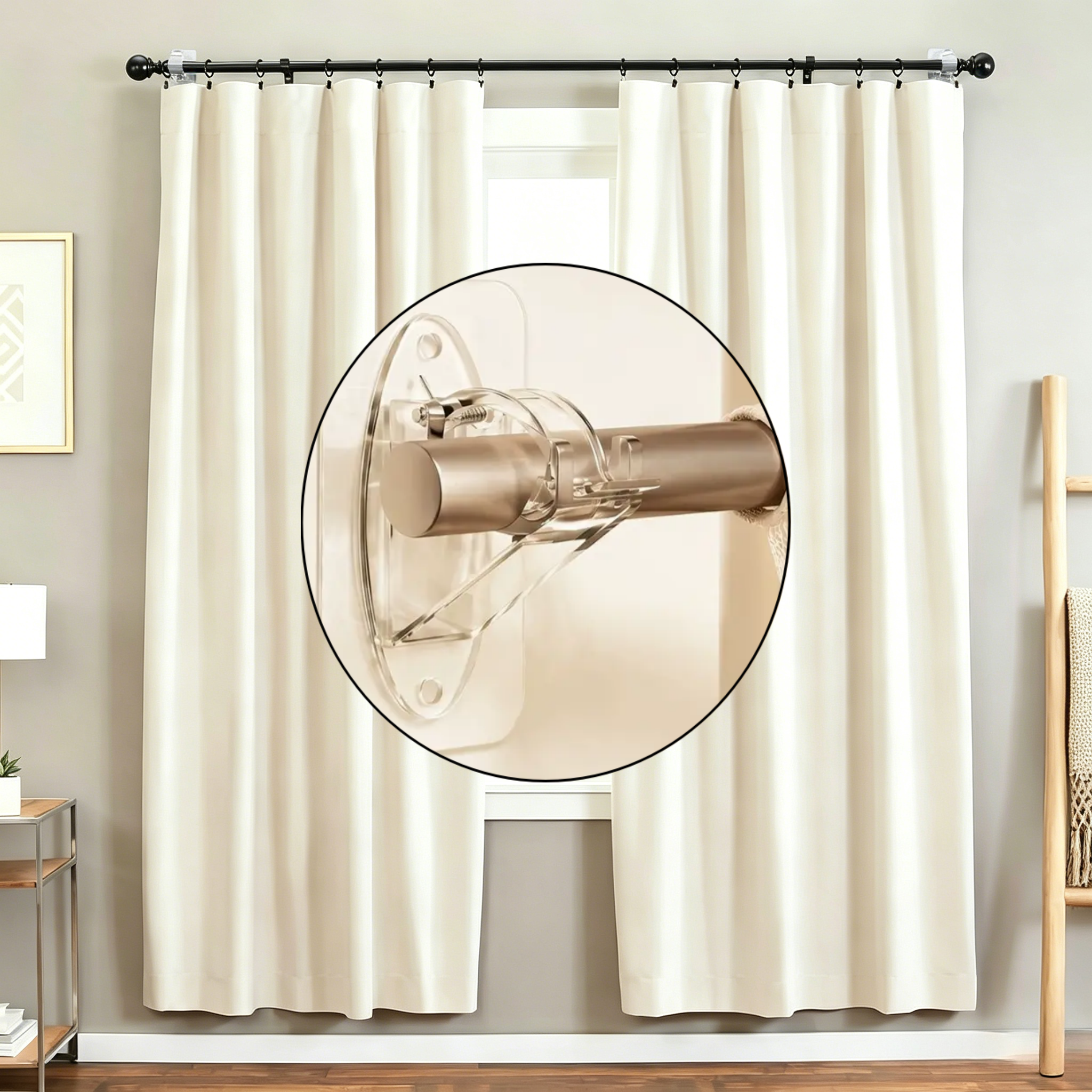 RodEase – No-Drill Self-Adhesive Curtain Rod Holders (2-Pack)