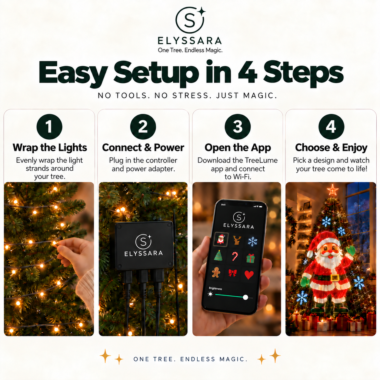 PixelPine – Smart Animated Christmas Tree Lights with Phone Control