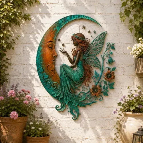 Metal Crescent Moon Owl Wall Art