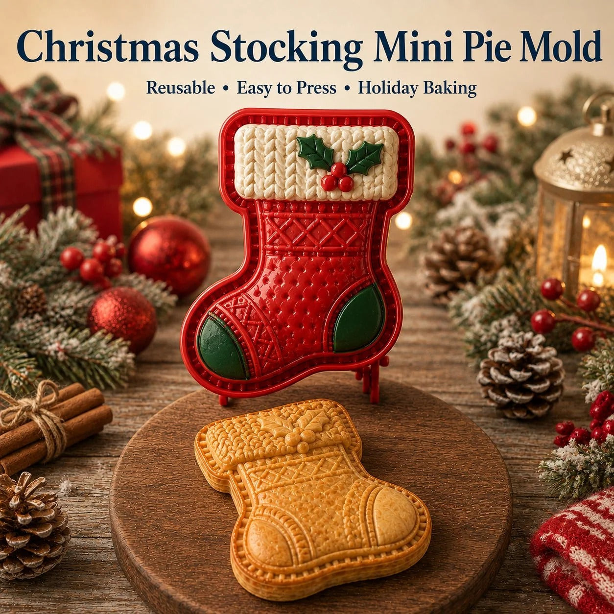 🎄PieCharm – 8-Design Christmas Mini Pie Mold Collection | Reusable Embossed Molds