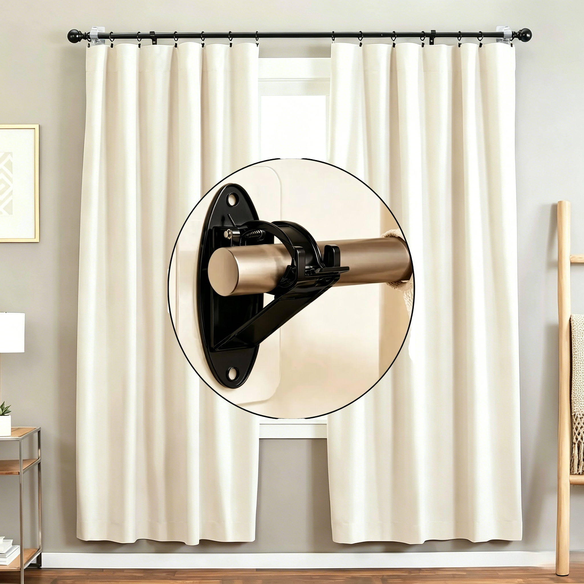 RodEase – No-Drill Self-Adhesive Curtain Rod Holders (2-Pack)