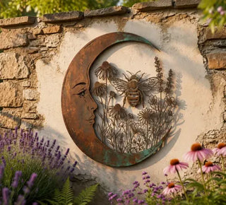 Metal Crescent Moon Owl Wall Art