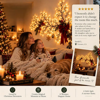 GlowBough – ✨ Flexible Warm White LED Branch Lights for Christmas Wall Decor