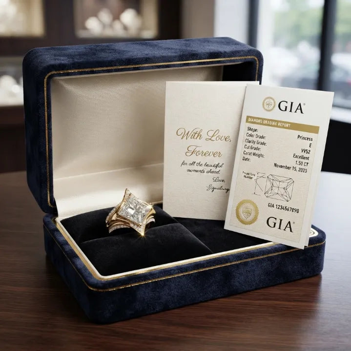 CrownLustre – 🔥 Princess-Cut Moissanite Ring Set 🔥