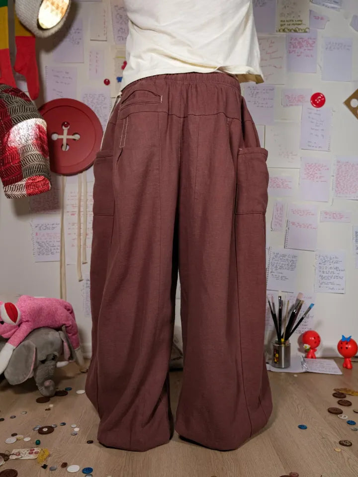 FLAX PLEATED WIDE-LEG PANTS | BLACK