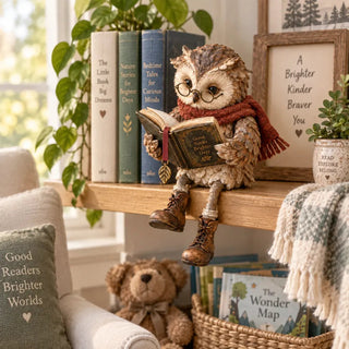 🦉 BookOwl – Reading Owl Figurine with Glasses, Book & Boots