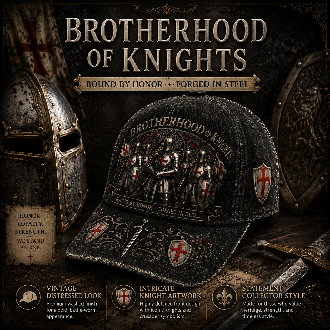 ⚔️ HonorBound – Knights Templar Cap