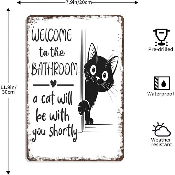 Vintage Black & White Cat Wall Art