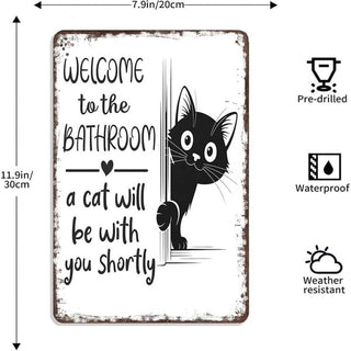 Vintage Black & White Cat Wall Art