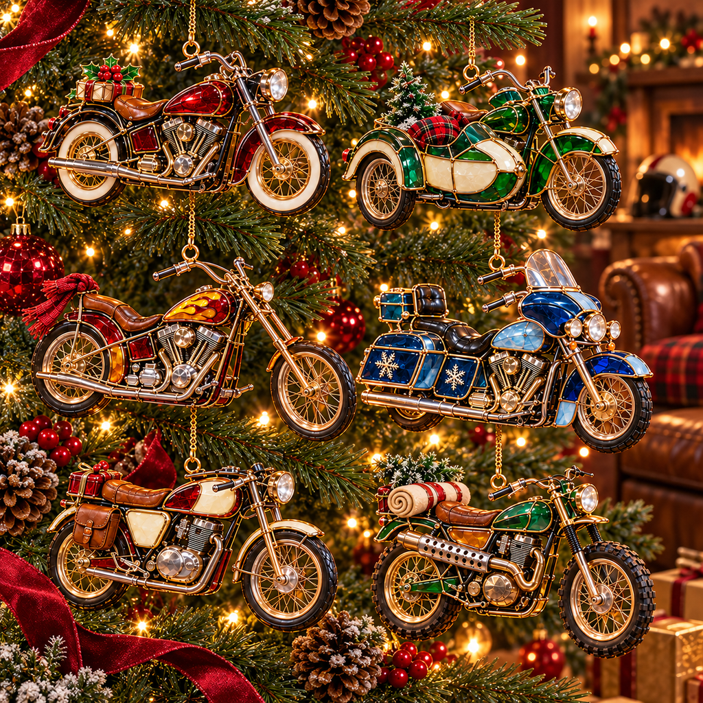✨ MotoGlow – 2026 Vintage Motorcycle Christmas Ornaments