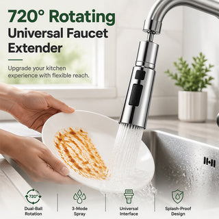 SwivelFlow – Universal 720° Rotating Kitchen Faucet Nozzle & Sink Extender