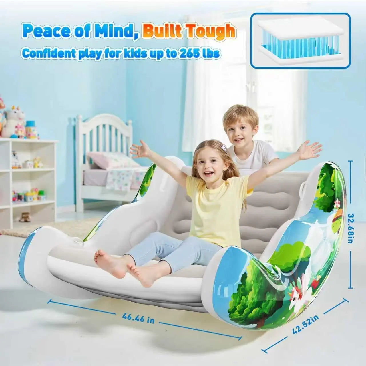 CloudRocker – Kids' Inflatable Rocking Chair for Reading, Relaxing & Play (Ages 3-8)