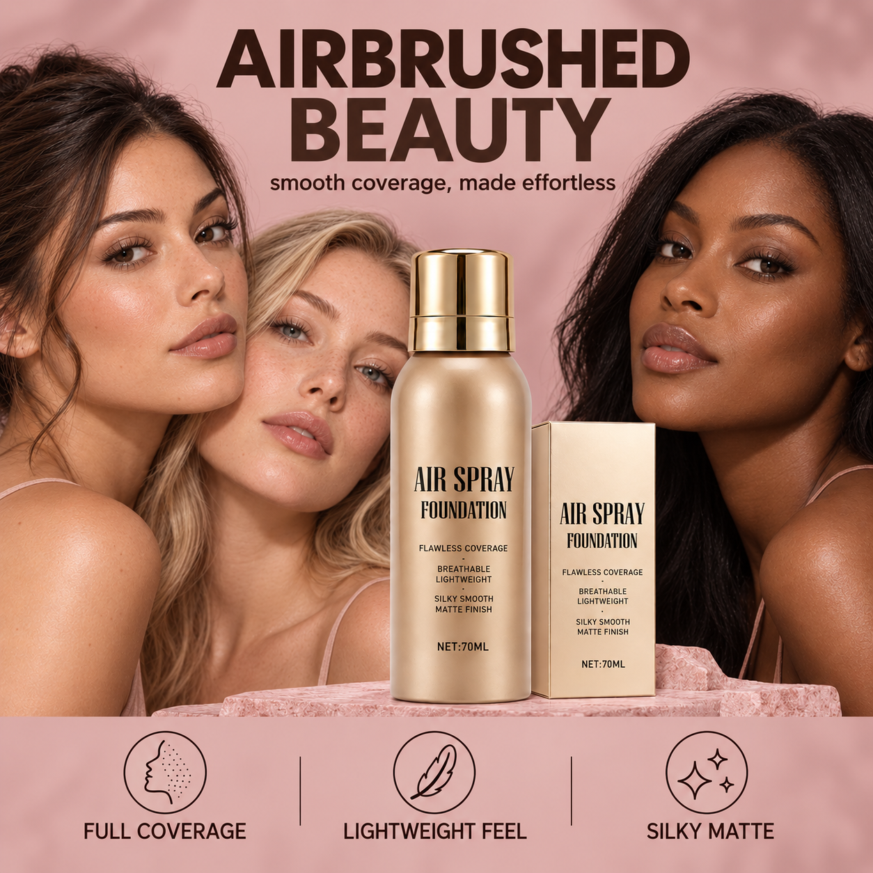 AirVeil – 💄✨ Air Spray Foundation with Flawless Full Coverage, Waterproof & Sweatproof 💋💖