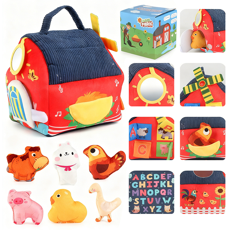 BarnBuddies – 📢📢⏰Interactive Plush Farm House Toy Set for Kids🐄🐏