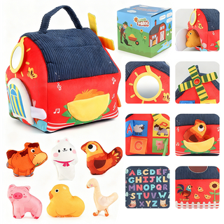 BarnBuddies – 📢📢⏰Interactive Plush Farm House Toy Set for Kids🐄🐏