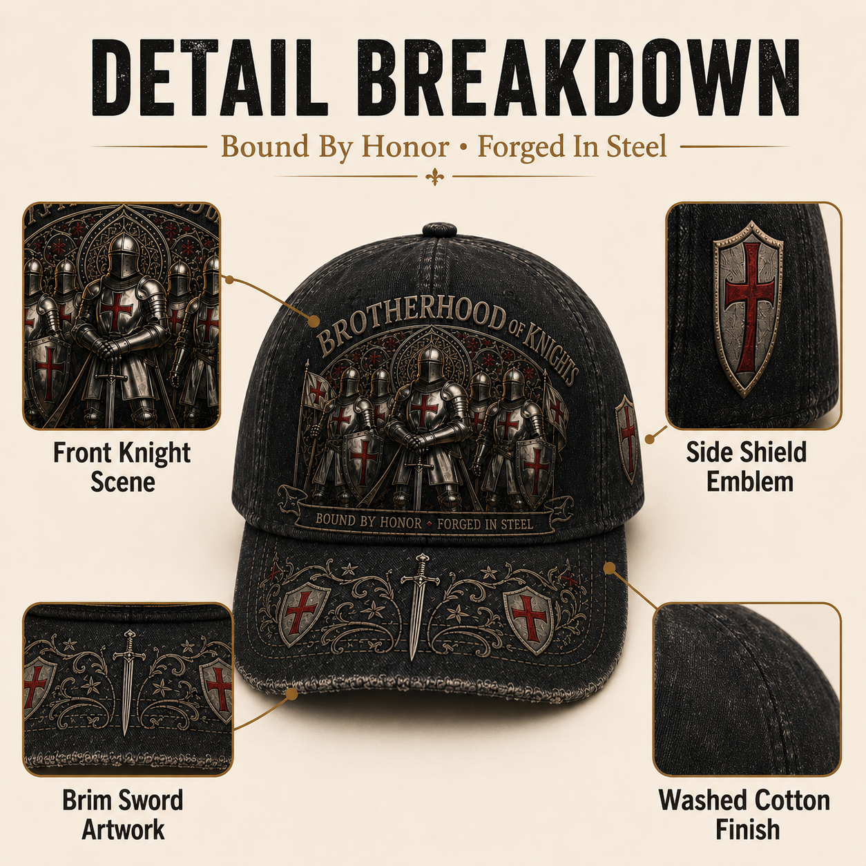 ⚔️ HonorBound – Knights Templar Cap